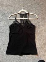schwarzes Top mit Spitze, Gr. XS - Spitzentop