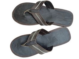 Handgemachte Leder-Sandalen - Dunkelbraune Lederriemen 46