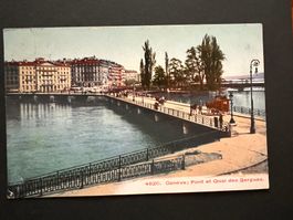 Postkarte Genf mit Pont deas Bergues 1923 (P355)