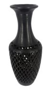 Vase « Floral » artisanal en argile noire d’Oaxaca