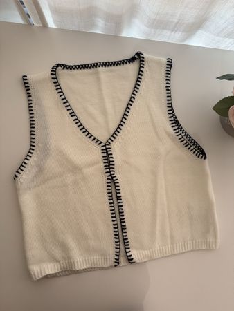 Damen Weste weiss schwarz gestrickt Grösse L neuwertig
