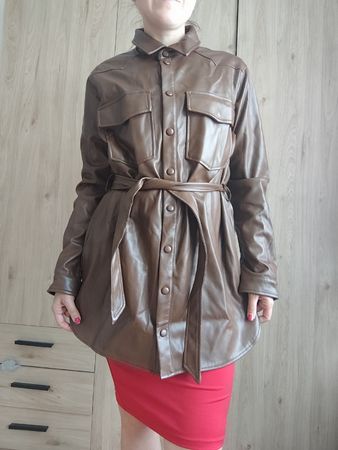 Brown Faux Leather Jacket Size 44