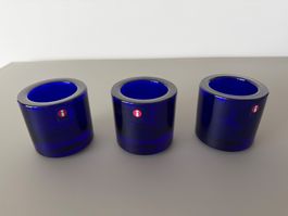 Marimekko Iittala Finnland,  3 blaue Teelicht Gläser