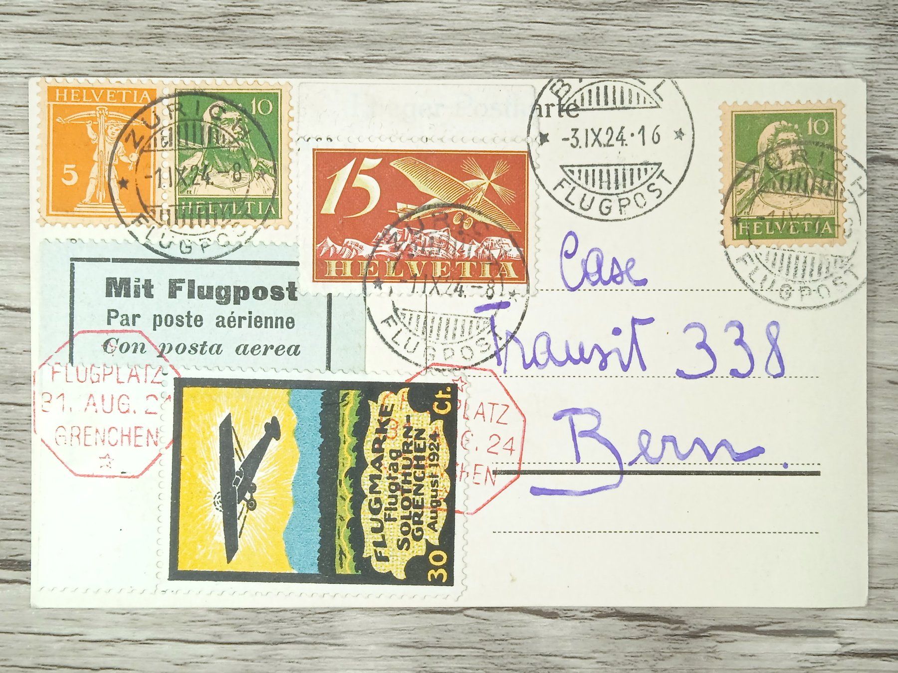 Tutti i francobolli: TR09 Carte Postale + Timbre Suisse 1924 – Usato da Cousset venduto da Patrick_Collections