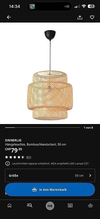 Ikea Lampadari & plafoniere: Sinnerlig Lampe – Usato da Olten venduto da sus_qg8d