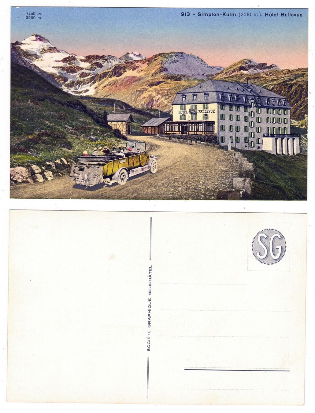 Cartoline postali: Simplon-Kulm, Hôtel Bellevue – Usato da La Tour-de-Peilz venduto da amjust