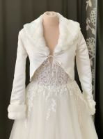 Bolero Brautjacke Brautbolero Satin Kunstfell Hochzeit