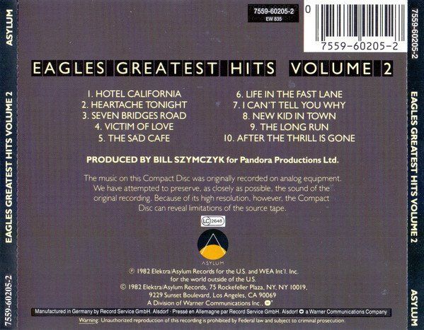CD: the Eagles - Gresates Hits - inc. "I Can't Tell You Why" – Usato da Unterbäch venduto da waqil 1