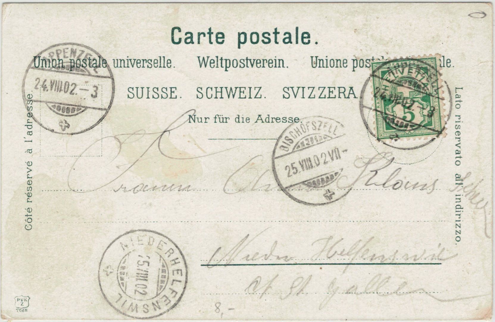 Ansichtskarten: AI 2 Appenzeller Trachten 1902 – Gebraucht aus Fribourg von philafri 1
