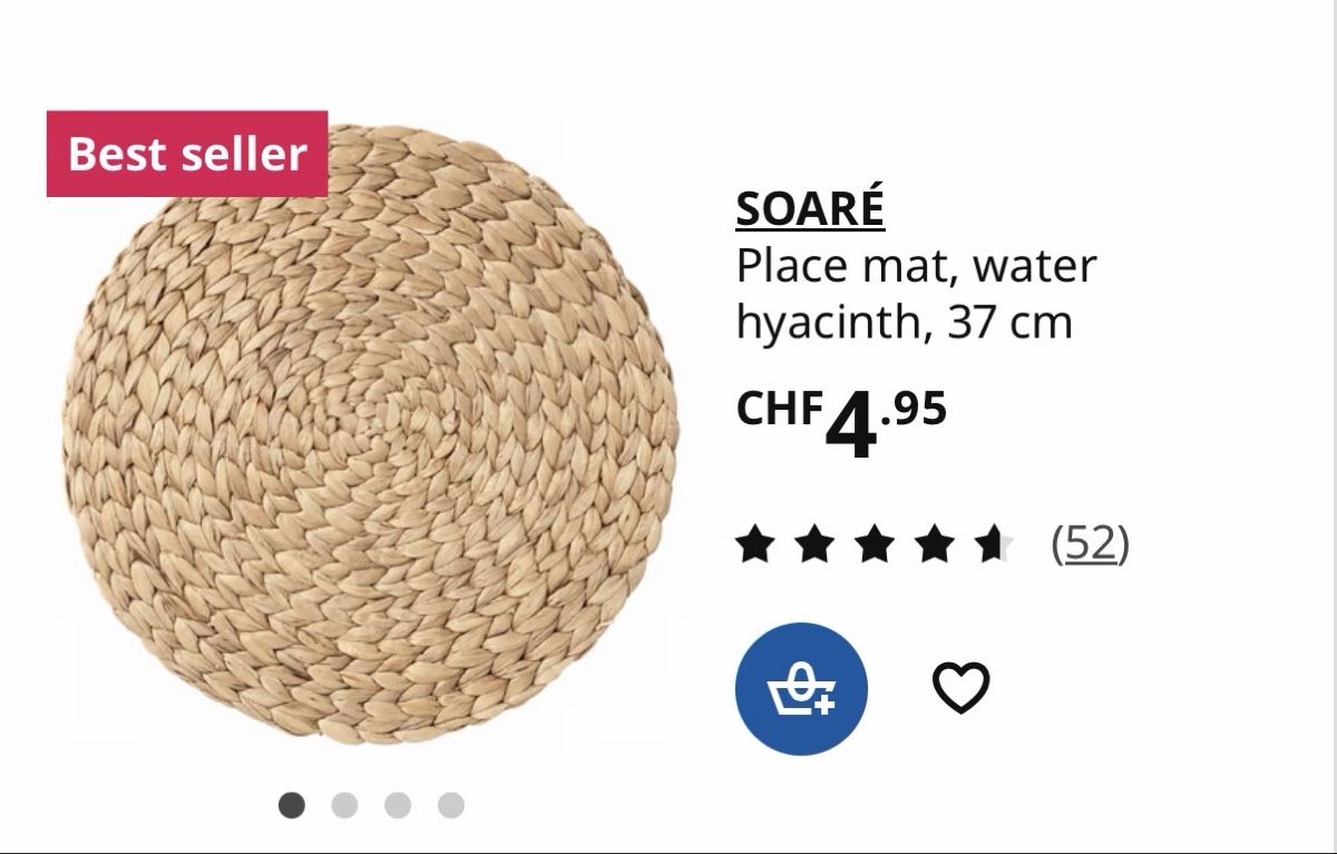 Ikea Sottobicchieri: SOARÉ place mats, 37 cm, great condition! – Nuovo (secondo la descrizione) da Zürich venduto da BettinaMarie2308