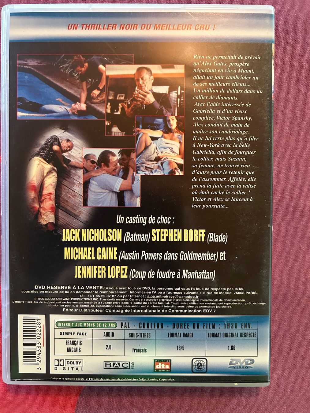 Tutti i DVDs: BLOOD & WINE (JACK NICHOLSON) – Usato da St-Cierges venduto da Crisi53 1
