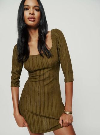 Reformation “Liz Knit Dress” in Olive, Grösse XS