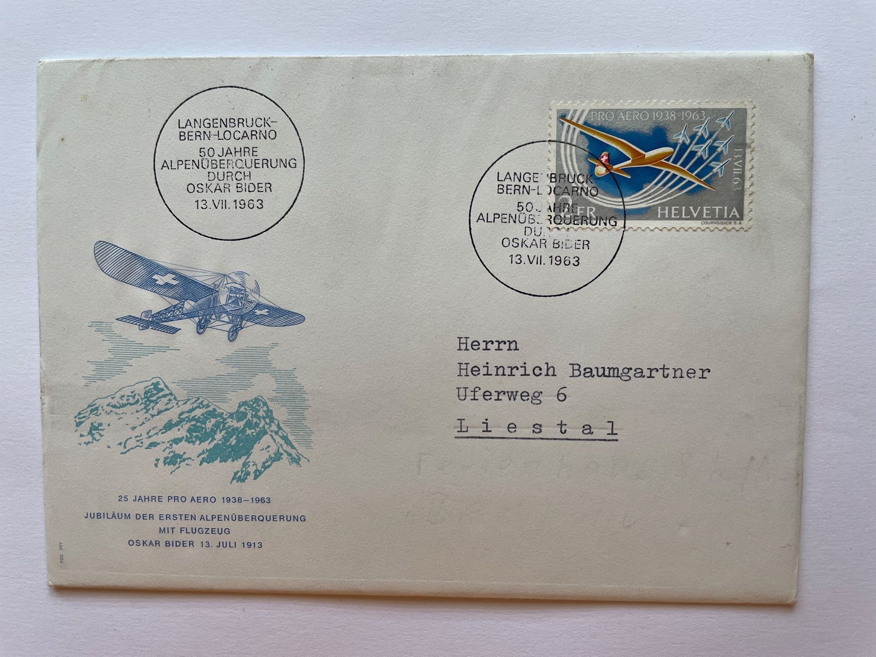 Alle Briefmarken: Briefmarken Schweiz Pro Aero 1963 – Gebraucht aus Adligenswil von Treegarden 1