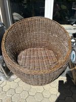 Runder Korbsessel Gartensessel braun