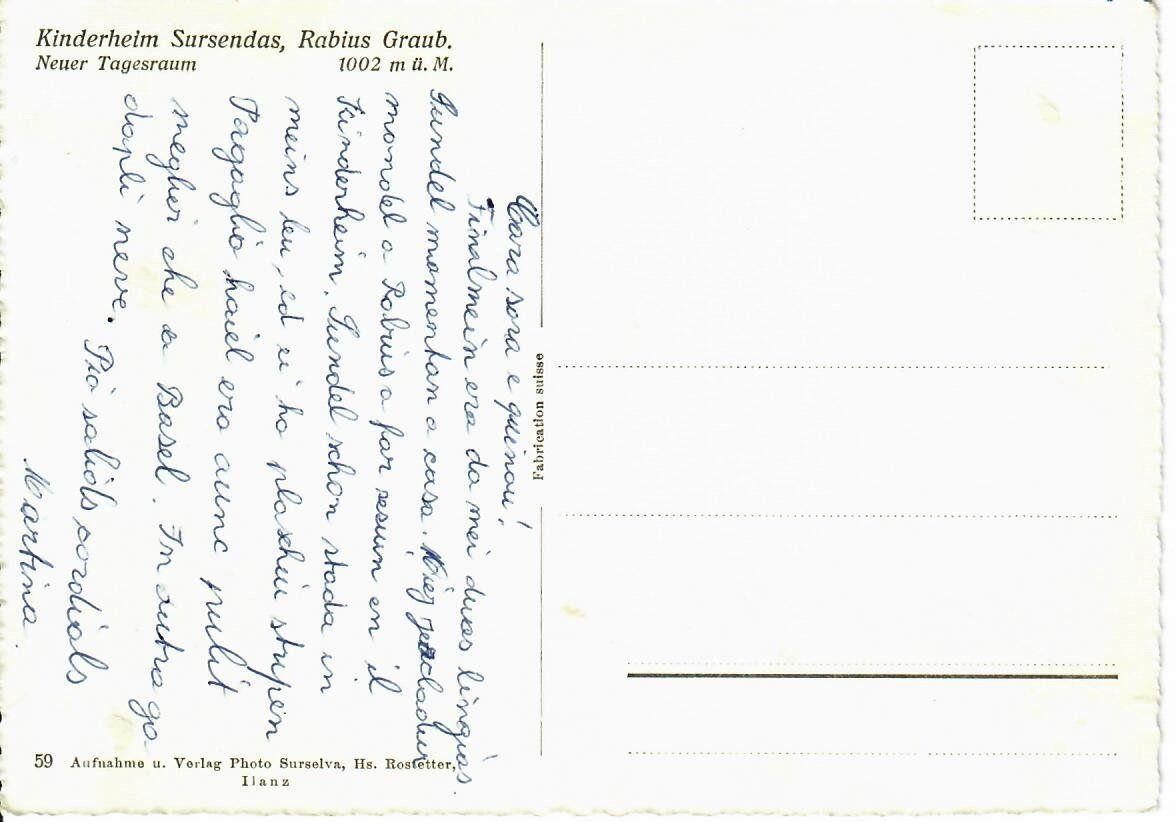 Ansichtskarten: Kinderheim Sursendas, Rabius GB – Gebraucht aus Hochdorf von Ziegel-16 1
