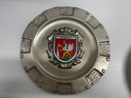Wandteller aus Blech "Motiv Leukerbad"