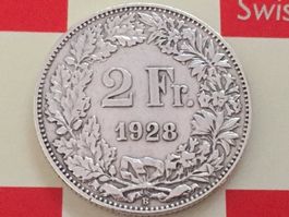 2 Franken 1928 ss+, nur 0,75 Mio!