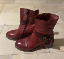 Lemargo: Red Leather Ankle Boots Women Size 38.5