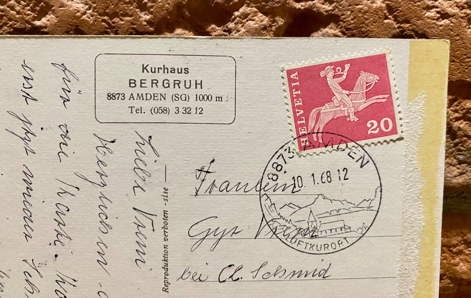 Cartoline postali: 1968 - AMDEN SG - Kurhaus Bergruh – Usato da Root venduto da ENGLAND-TREASURES 3