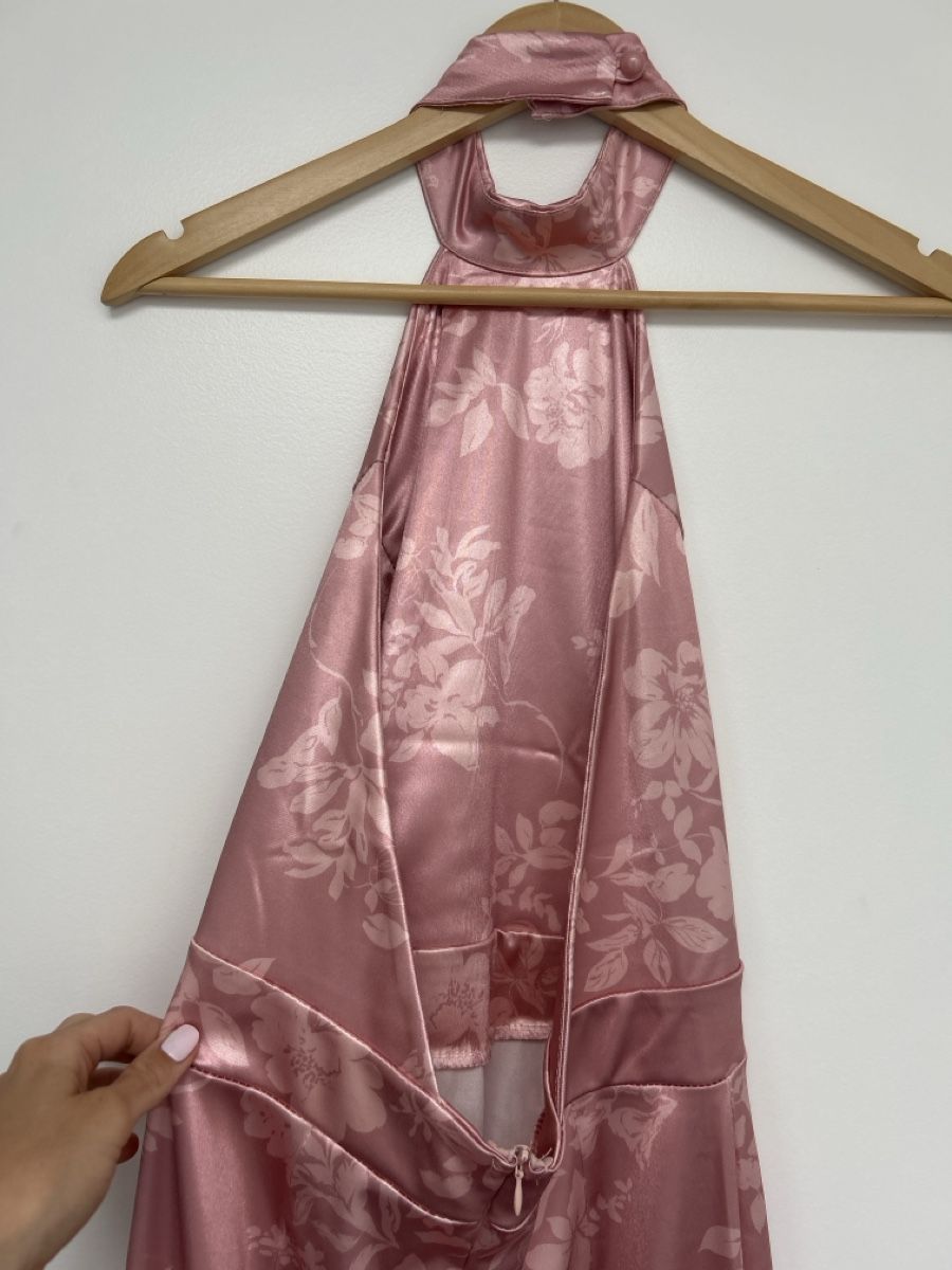 Vestiti: Rosa Satin-Kleid mit Blumenmuster – Usato da Schwarzenbach SG venduto da spa_28pd 2