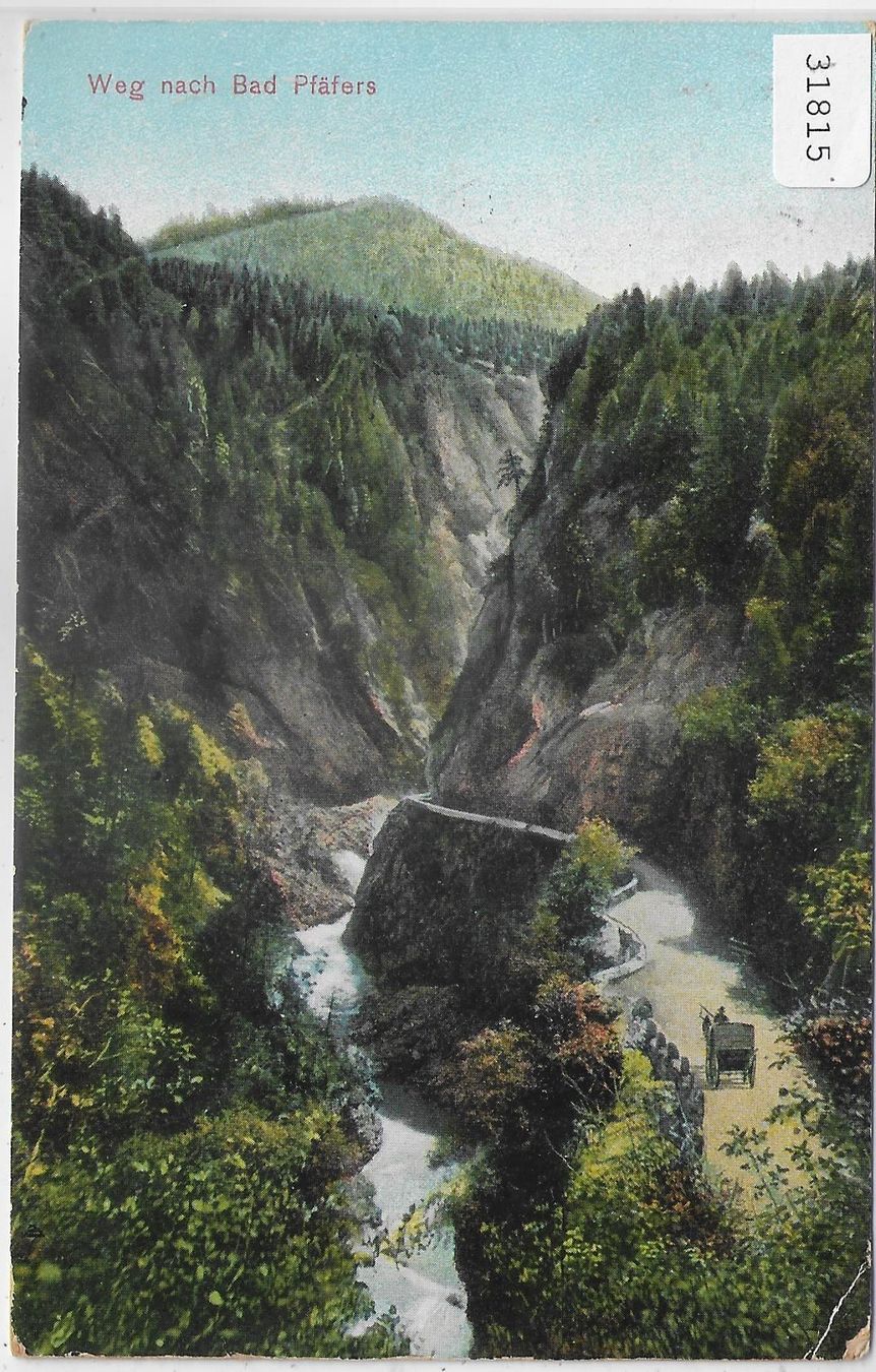 Cartoline postali: Weg nach Bad Pfäfers mit Kutsche – Usato da Ettingen venduto da Kartenplanet