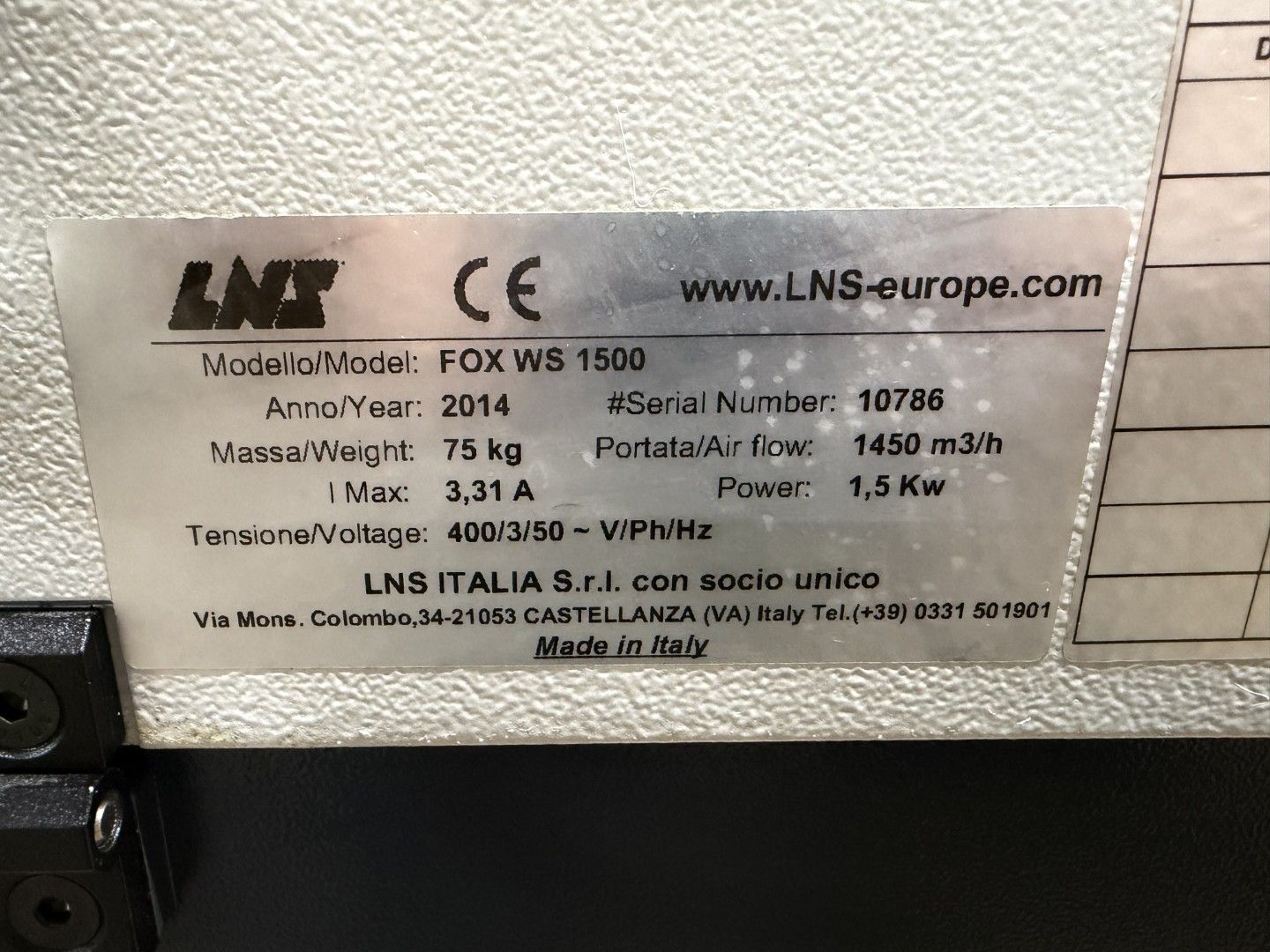 Altro per industria metallurgica: Ölnebelabscheider LNS FOX WS1500 – Usato da Zuchwil venduto da dragosmd-maschinen 5
