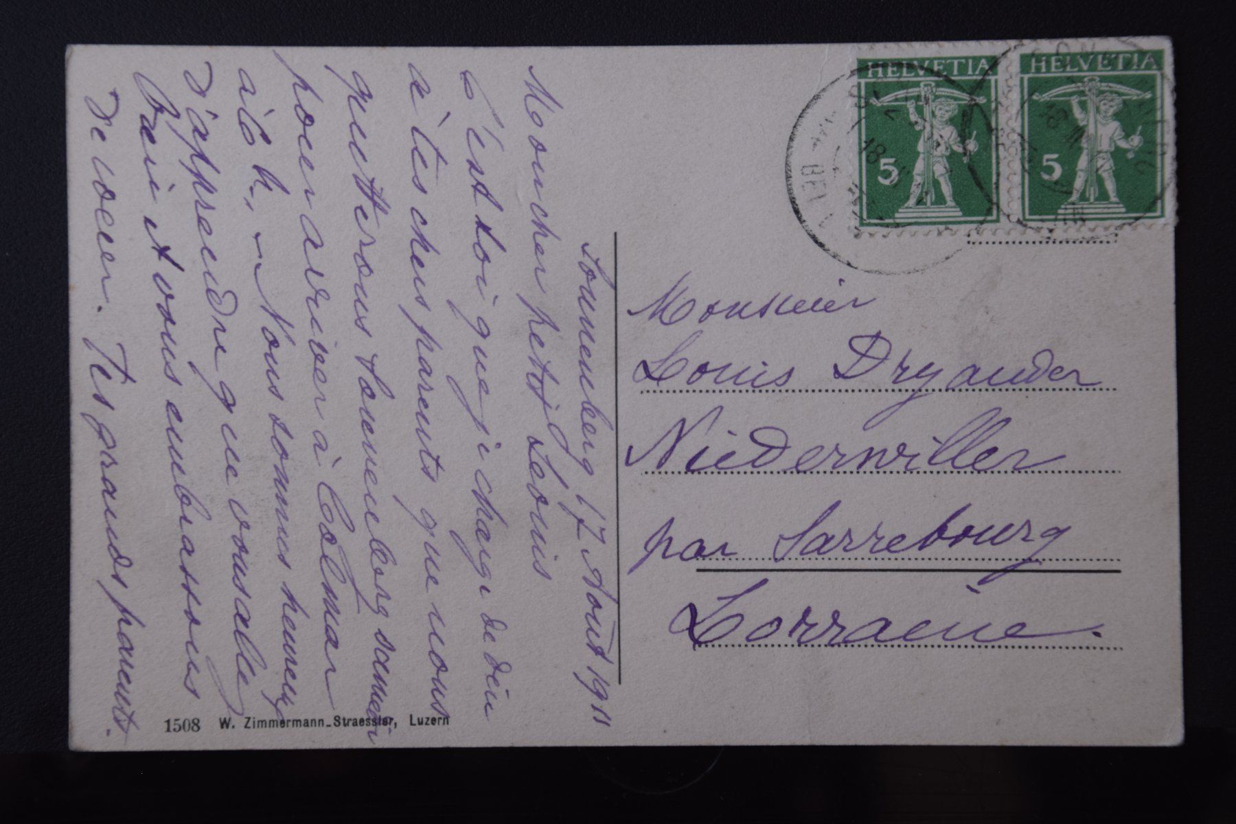 Cartoline postali: AK Luzern, Kreuz Sonnenberg 1911 – Usato da Luzern venduto da CH2018 1
