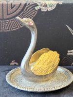 Baguier Cygne Vintage – Ailes Dorées & Yeux Strass Roses