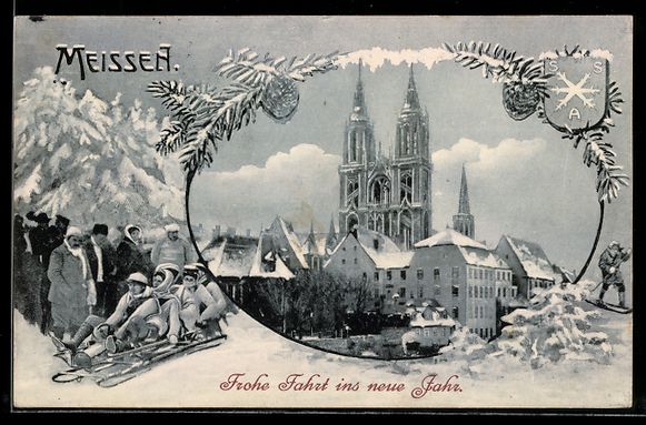 Cartoline postali: Grusskarten-AK Meissen, Blick auf den Do – Usato da Berlin venduto da bartko-reher