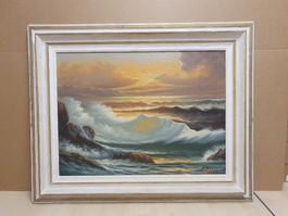 Ölgemälde P. Riccardi – Meeresbrandung, 78×63 cm