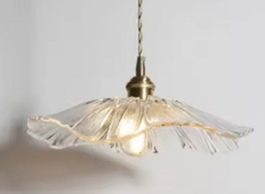 Lampe Suspendue Vintage en Pierre de Verre à Fleurs