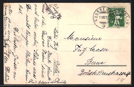 Cartoline postali: AK Courrendlin, Restaurant Violat, 1917 – Usato da Berlin venduto da bartko-reher 1