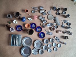 Puppen-Geschirr, antik Miniatur, Grosse Sammlung/ Rest-Lot.