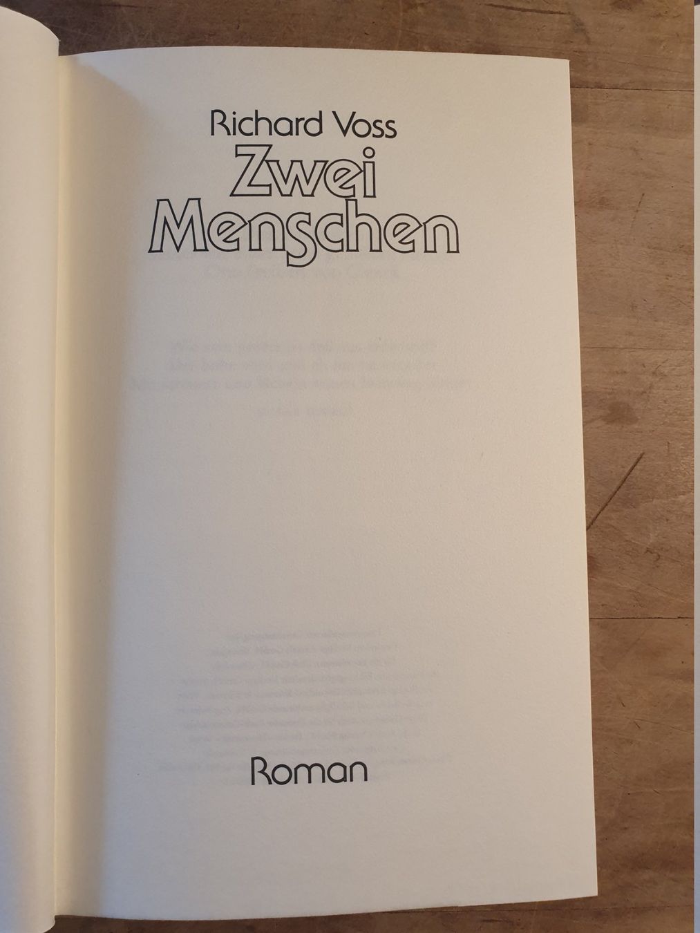 Libri: Zwei Menschen Richard Voss – Usato da Zürich venduto da loosebone 1