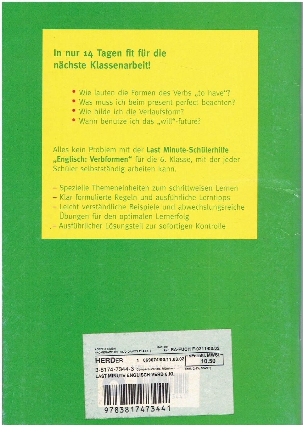 Libri: Englisch, 6. Klasse, Verbformen – Usato da Flims - Dorf venduto da Stagediver 1