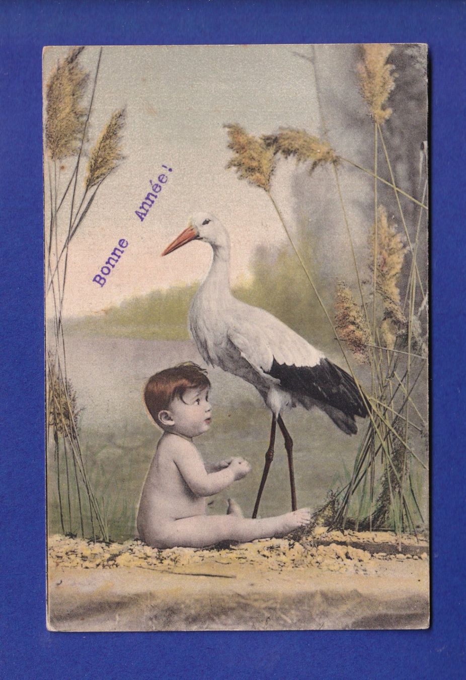 Cartoline postali: ENFANT - Bébé et cigogne – Usato da Pully venduto da nicecards-shop