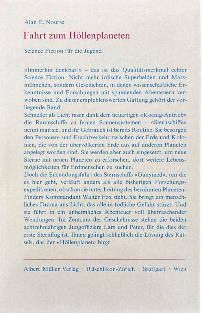 Libri: Fahrt zum Höllenplaneten – Usato da Sarnen venduto da Livres 1