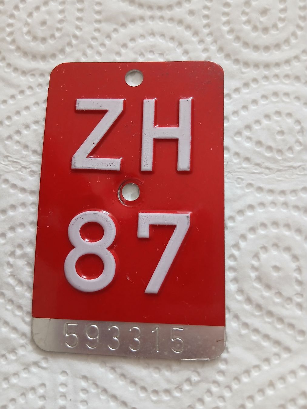 Insegne: Alte Velonummer von ZH 87 – Usato da Heimberg venduto da smi_jl82