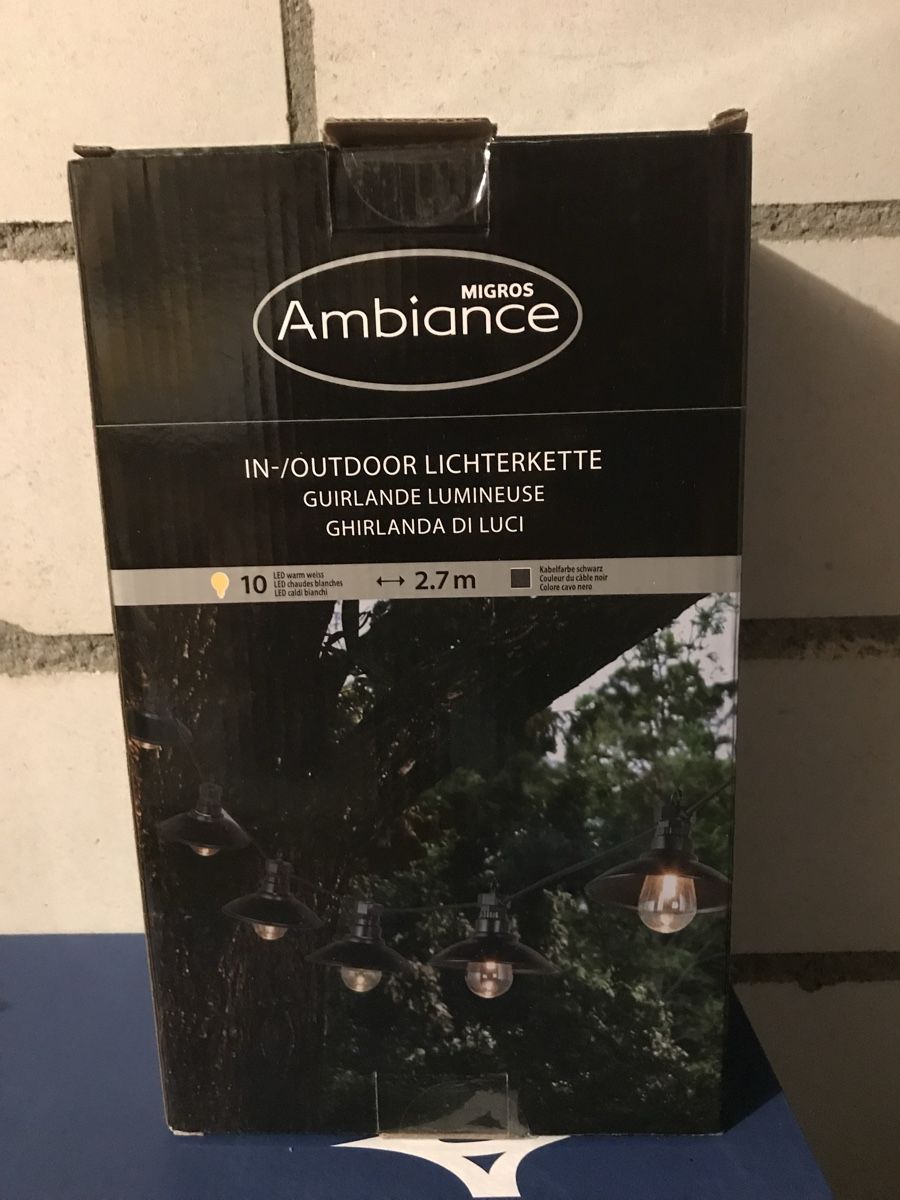Migros Ghirlande e barre luminose: In-/Outdoor Lichterkette Girlande – Nuovo e nell'imballaggio originale da Langenthal venduto da Juni13
