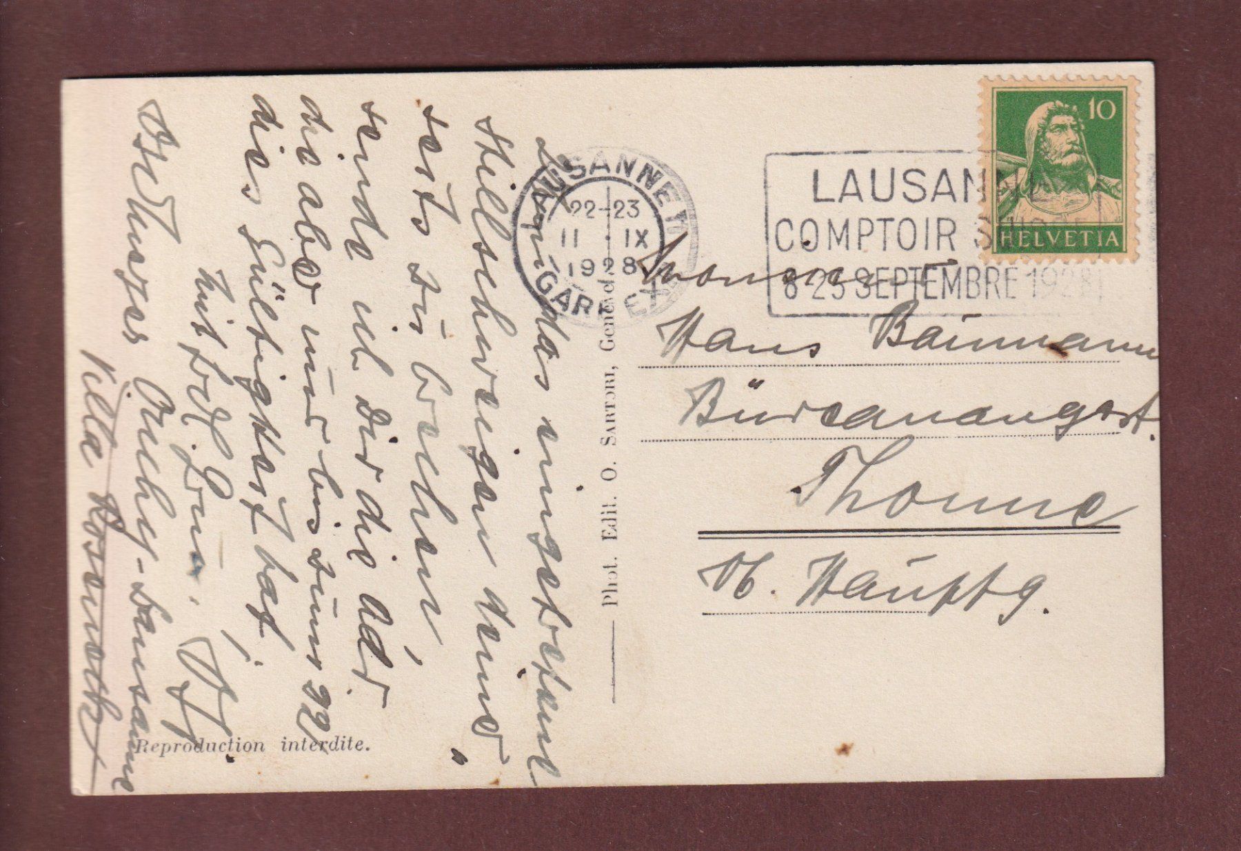 Cartoline postali: LAUSANNE - Garnd Pont - 1928 – Usato da Pully venduto da nicecards 1