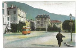 Un saluto da Locarno TI Tram - Hotel au Lac - Café - um 1910