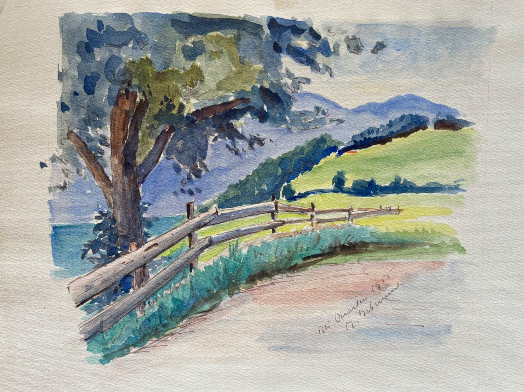 Gemälde: M. Debrunner, 1955 - Aquarell, Quarten SG – Gebraucht aus Frauenfeld von Merk52 2
