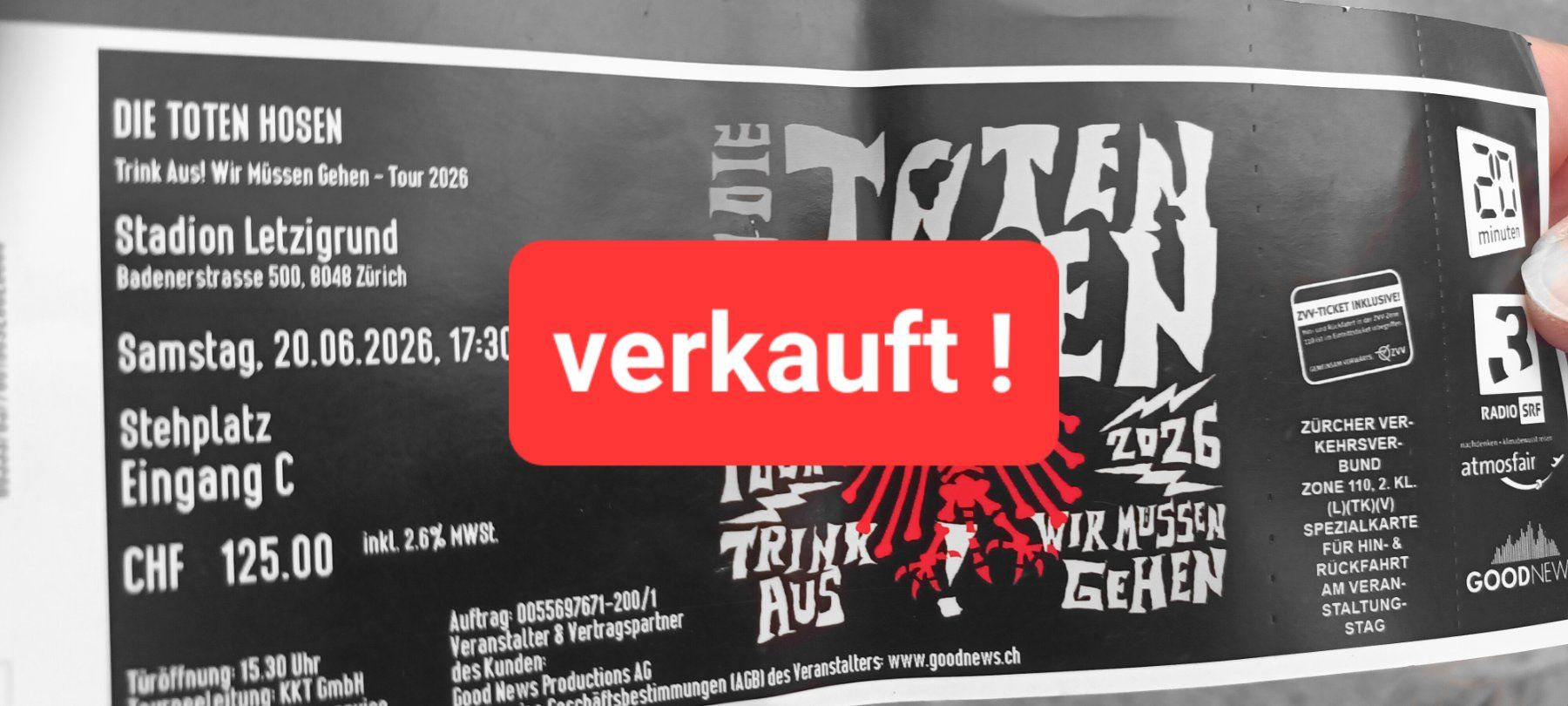 Billets: Toten Hosen – Neuf (Voir description) à Aarburg par Cobuno 1