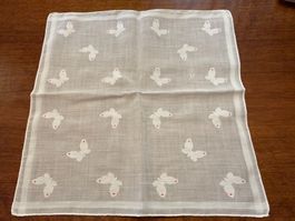 Stofftaschentuch weiss mit Schmetterlingen gebraucht