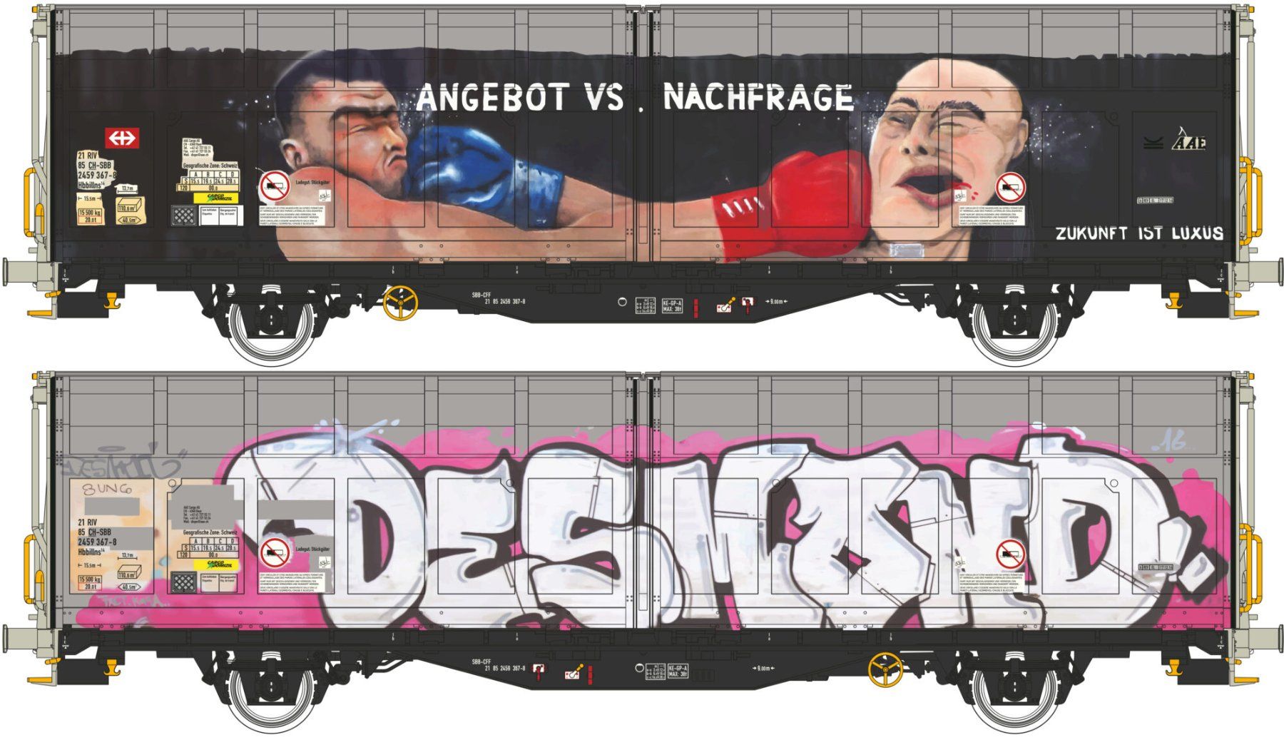 SBB/CFF/FFS Modelleisenbahnen: Albert Schiebewandwagen HO Hbbillns SBB Graffiti Edition – Neu und originalverpackt aus Schwändi GL von Ole30 1