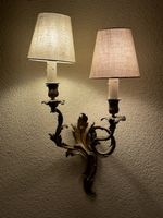 2 Stück Wandleuchter 2-flammig Messing, neue Lampenschirme 