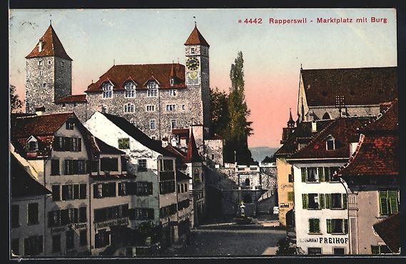 Cartes postales: Rapperswil, Blick auf den Marktplatz mit – D'occasion à Berlin par bartko-reher