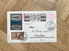 1924 Flugtag-Karte Solothurn-Grenchen