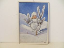 HERZIGES WINTERBILD SIGNIERT "M. MESSERLI 1926"