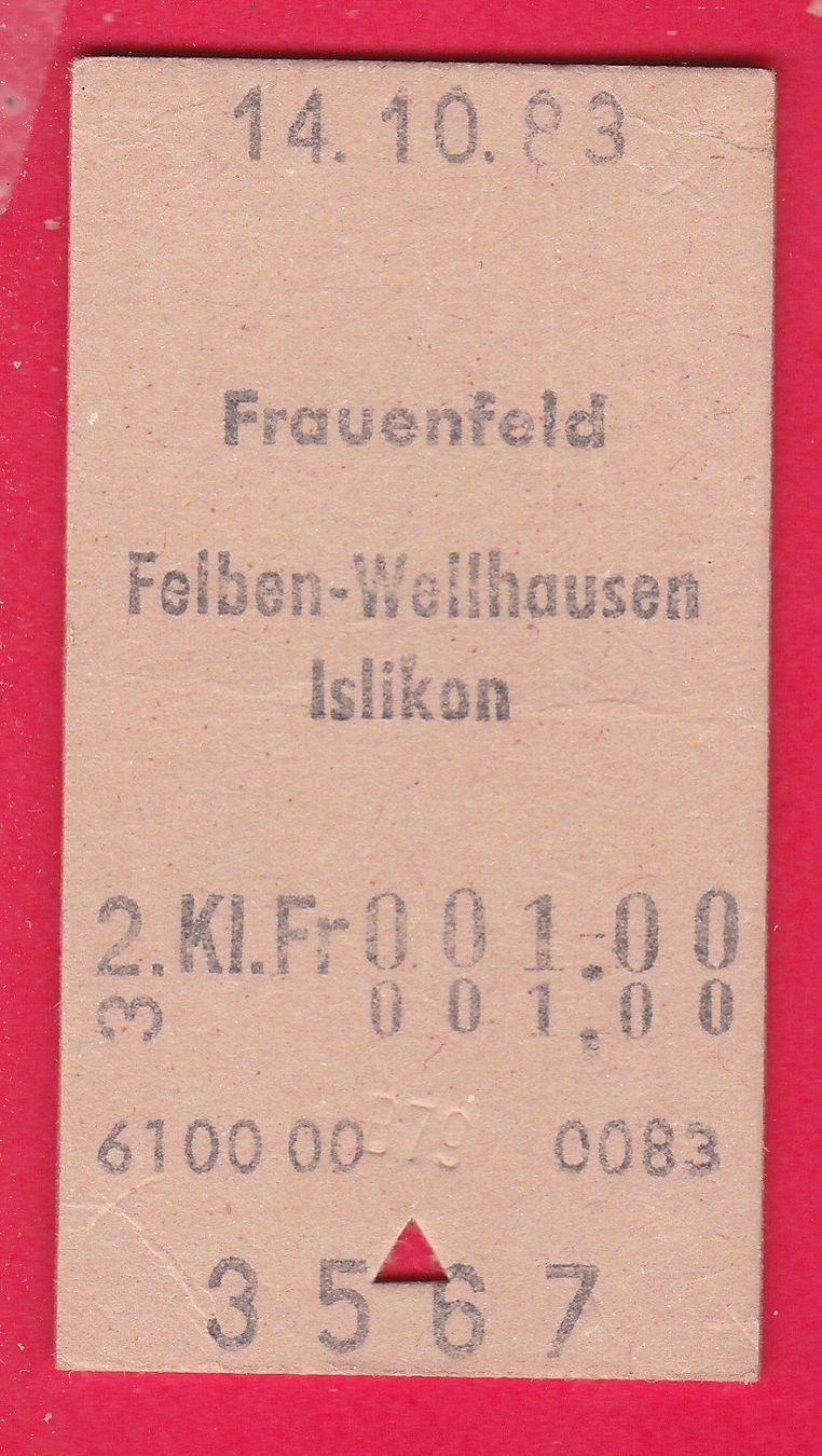Biglietti: KARTON BILLETT, FRAUENFELD - ISLIKON, 2.KLASSE, EINFACH – Usato da Oberrieden venduto da Gebirgsstelze